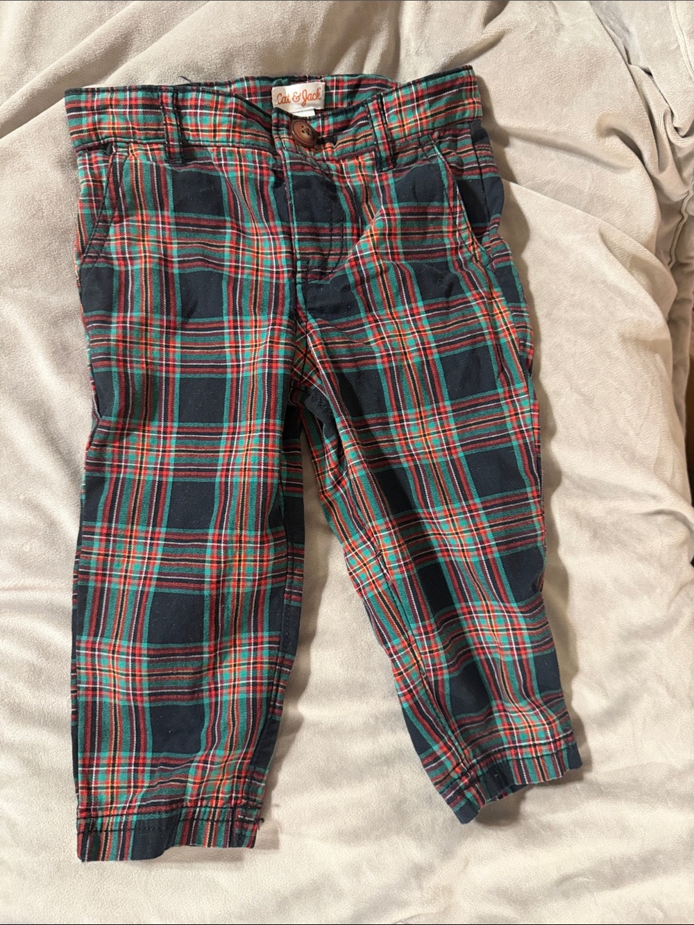 Cat & Jack Plaid Jogger Pants in Navy, Red & Green